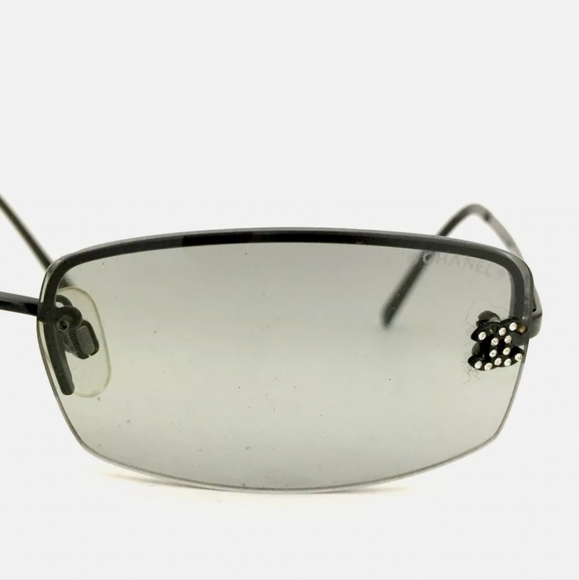 CHANEL RHINESTONE CC LOGO BLACK SUNGLASSES/P0788. - Picture 7 of 10